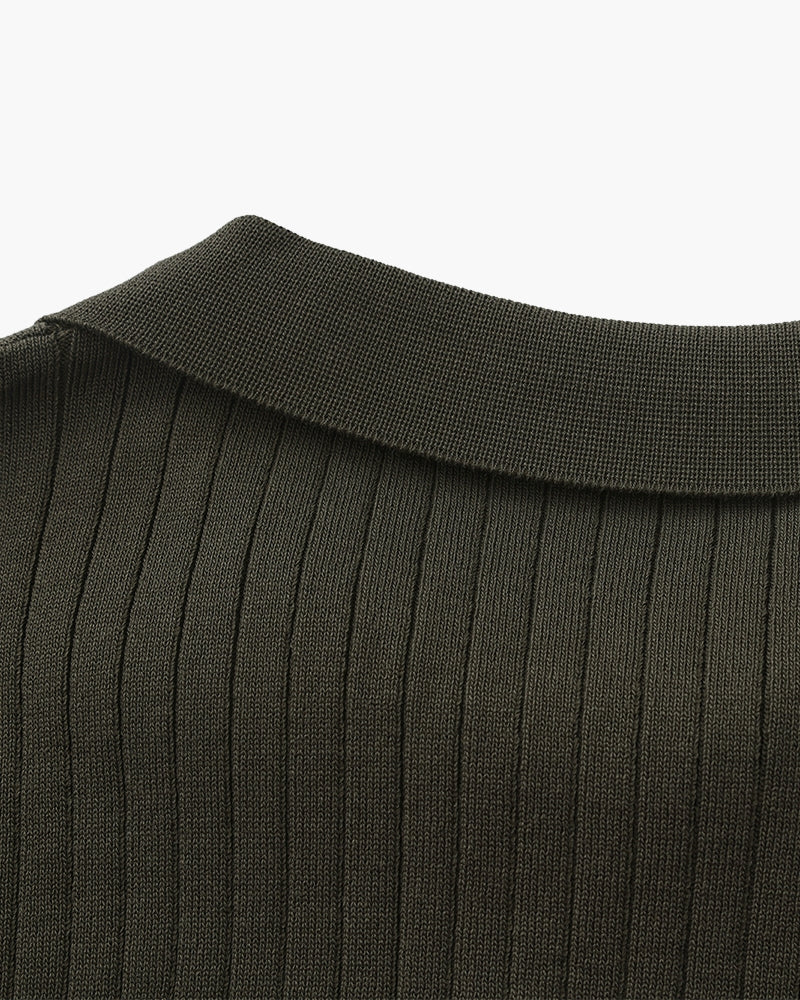 Premium Geripptes Poloshirt