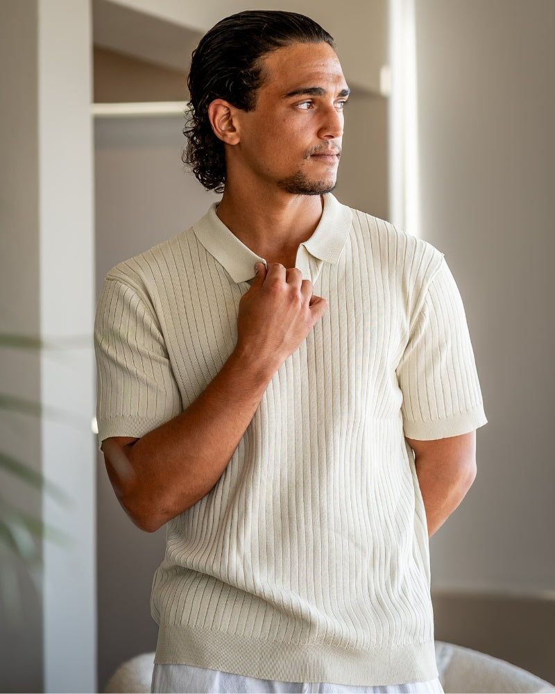 Premium Geripptes Poloshirt