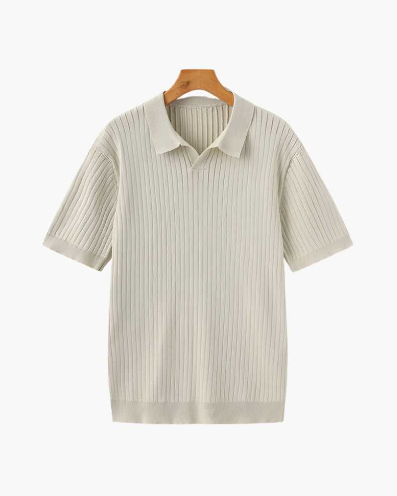 Premium Geripptes Poloshirt