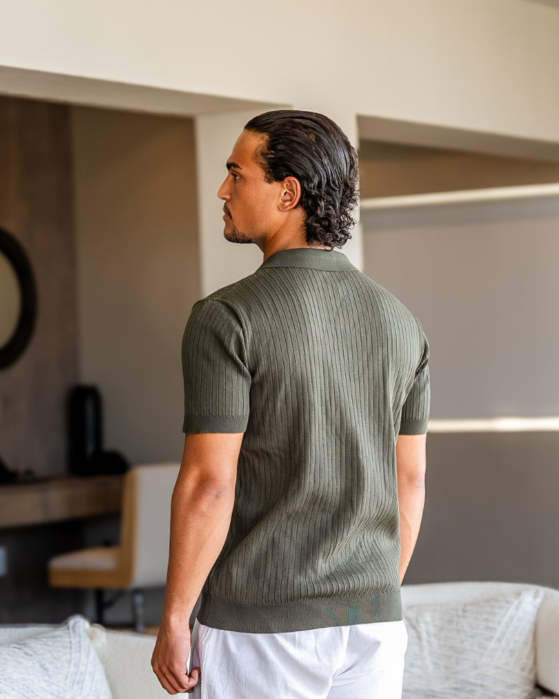 Premium Geripptes Poloshirt