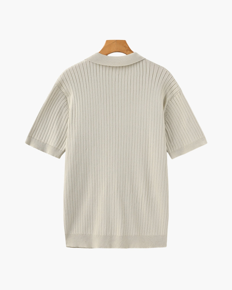 Premium Geripptes Poloshirt