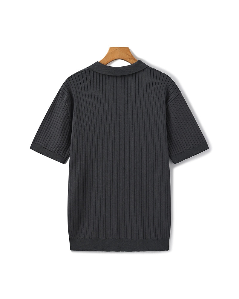 Premium Geripptes Poloshirt
