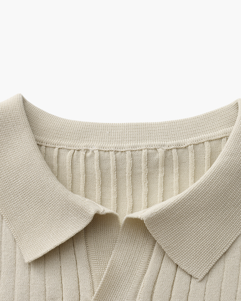 Premium Geripptes Poloshirt