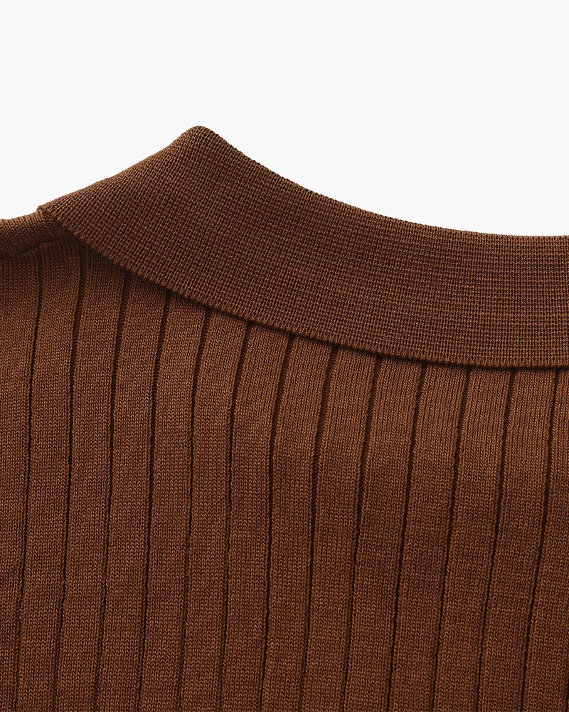 Premium Geripptes Poloshirt