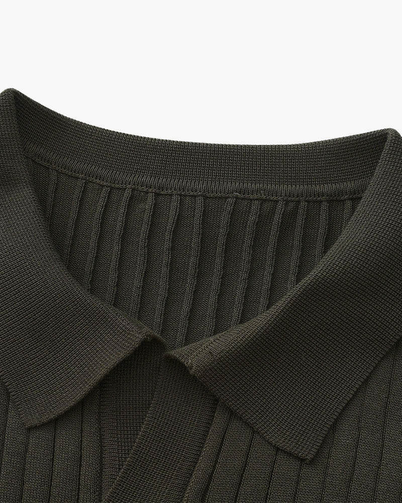Premium Geripptes Poloshirt
