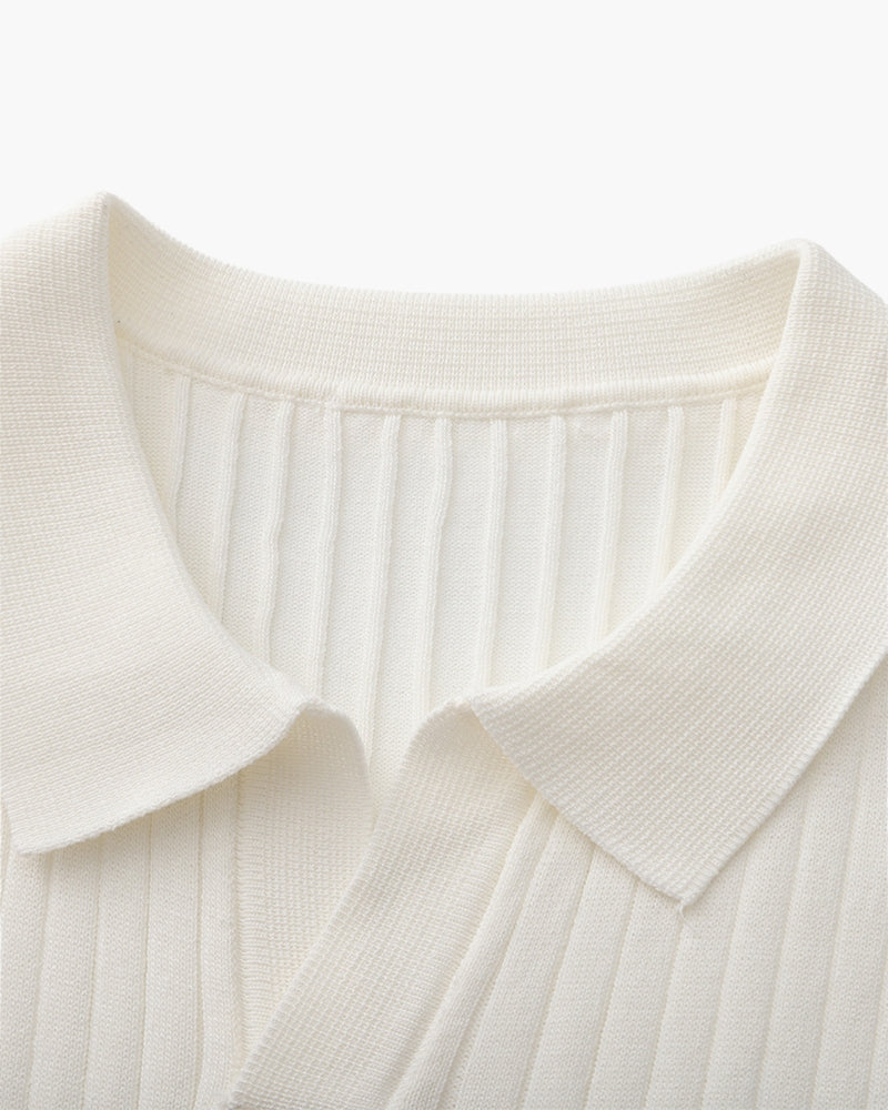 Premium Geripptes Poloshirt