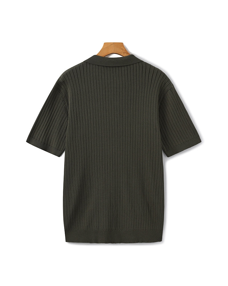 Premium Geripptes Poloshirt