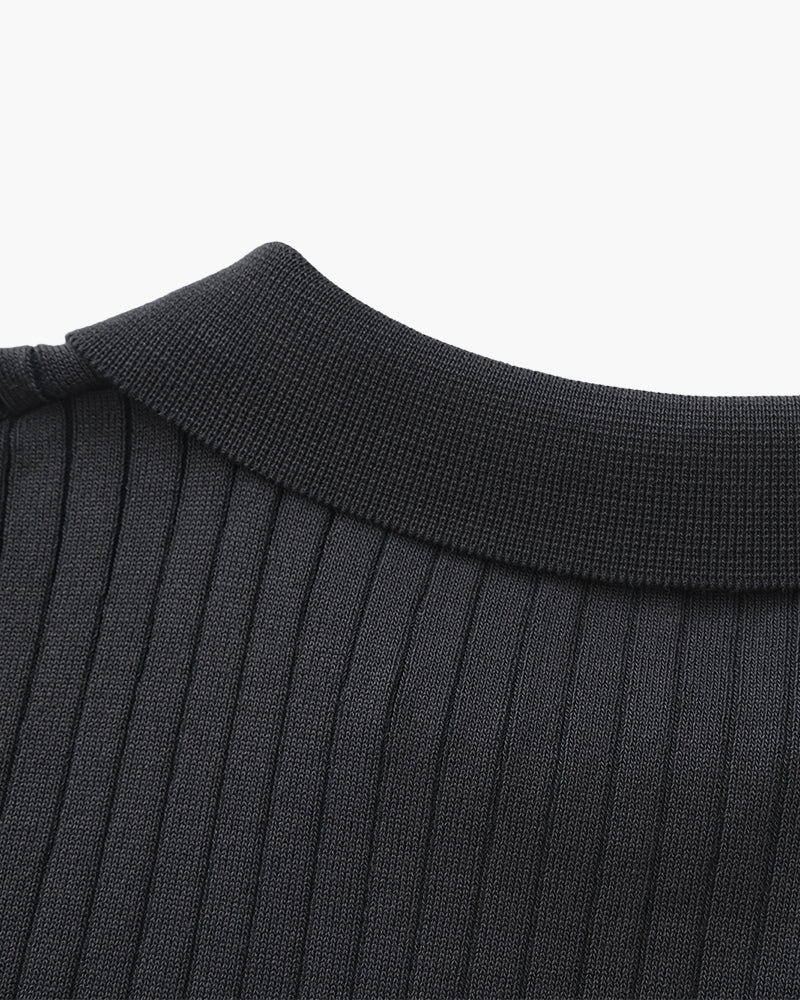 Premium Geripptes Poloshirt