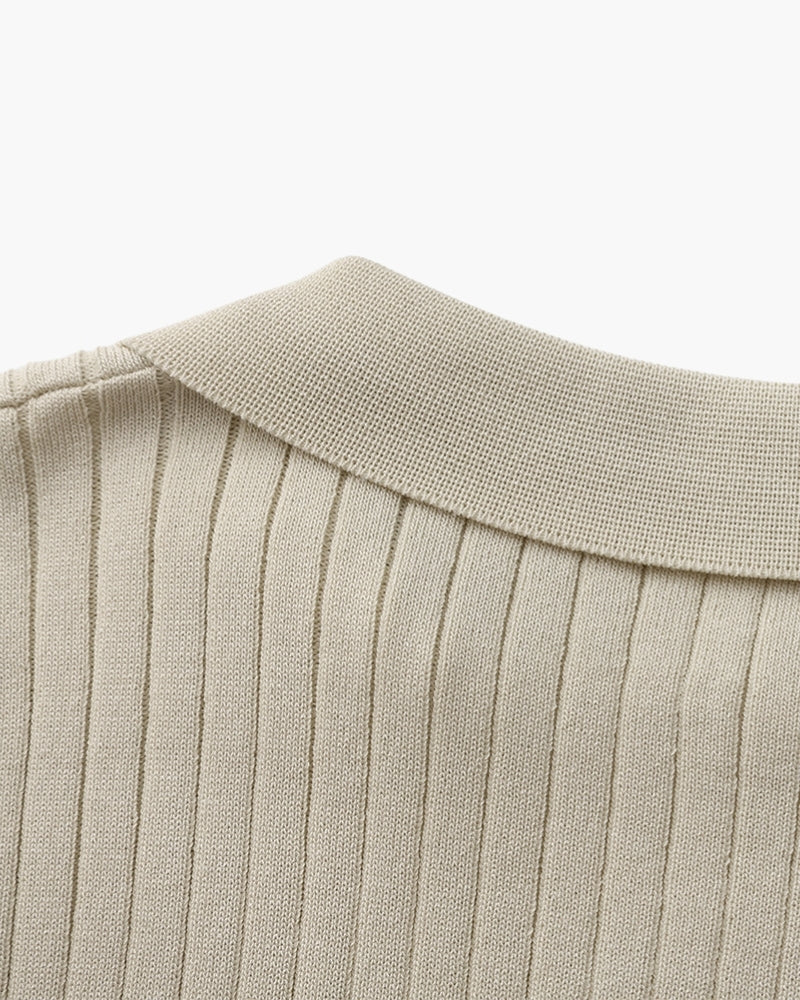 Premium Geripptes Poloshirt