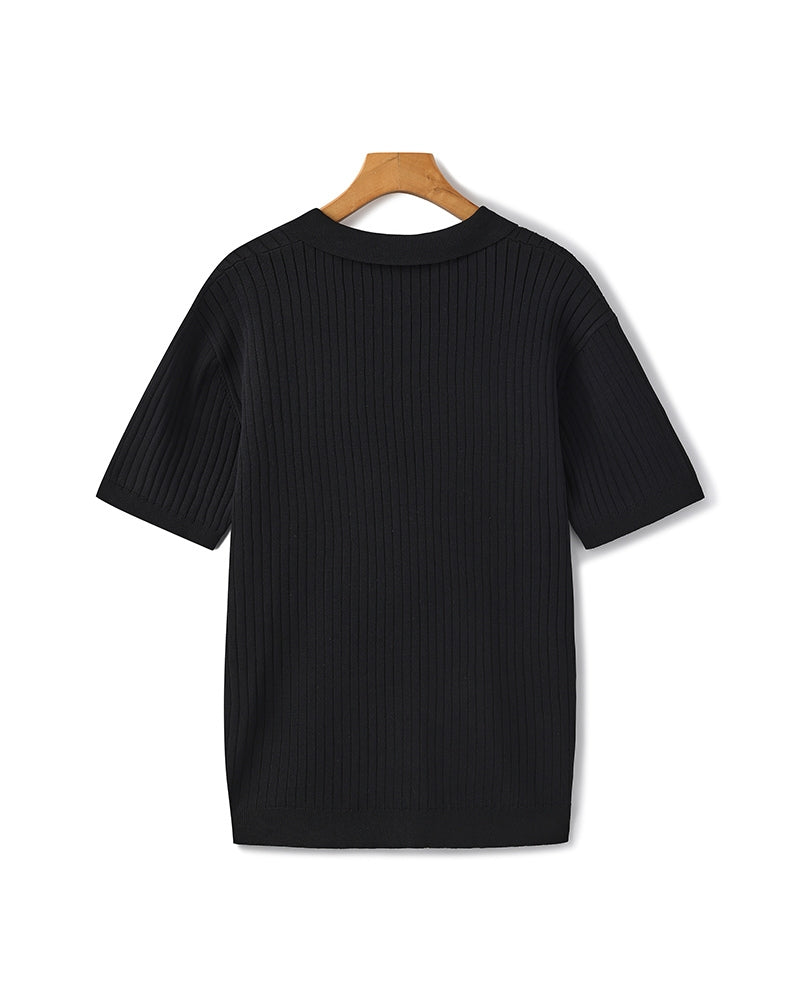 Premium Geripptes Poloshirt