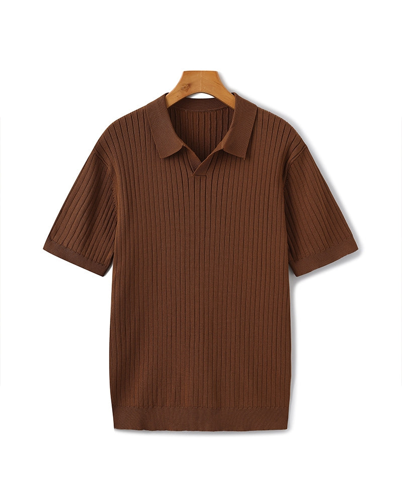 Premium Geripptes Poloshirt
