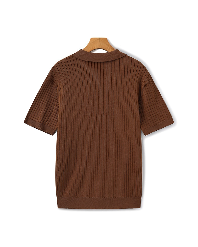 Premium Geripptes Poloshirt