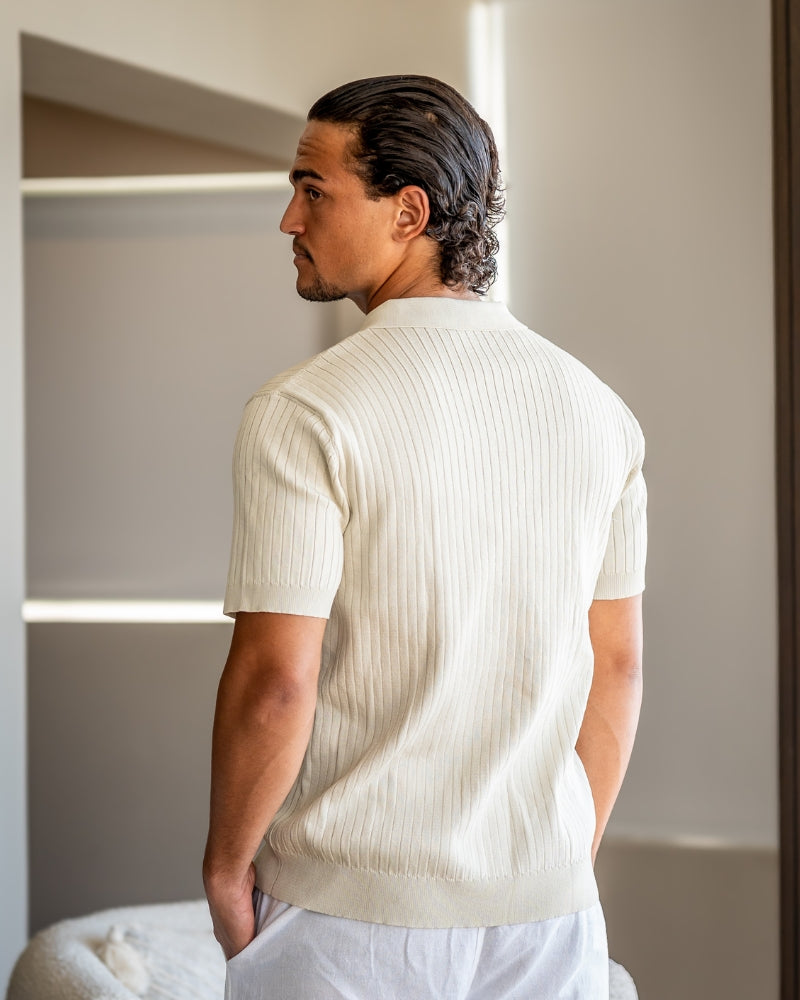 Premium Geripptes Poloshirt