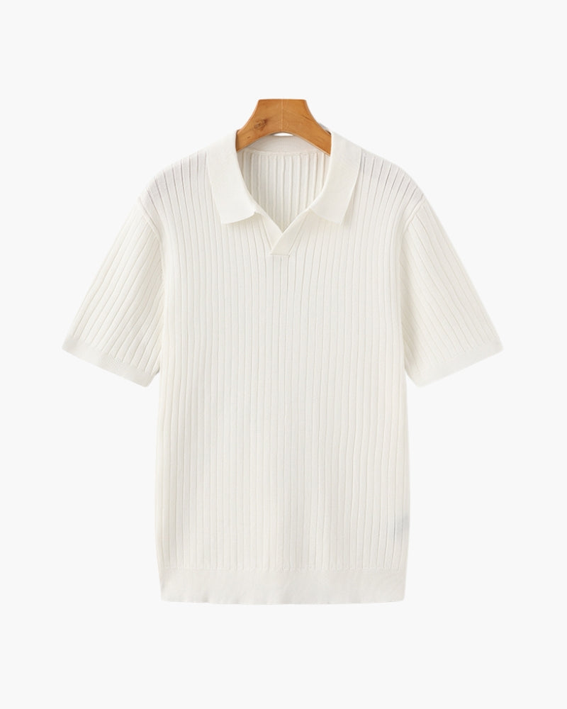 Premium Geripptes Poloshirt
